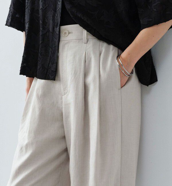 UNITED ARROWS green label relaxing「［size SHORT/TALLあり］ライト リネンライク タック ワイドパンツ UVカット 通気性」|スラックス|