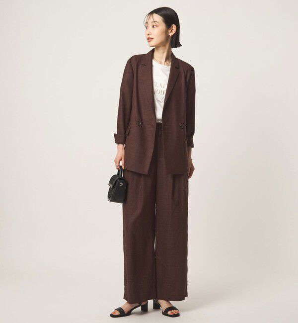 UNITED ARROWS green label relaxing「［size SHORT/TALLあり］ライト リネンライク タック ワイドパンツ UVカット 通気性」|スラックス|