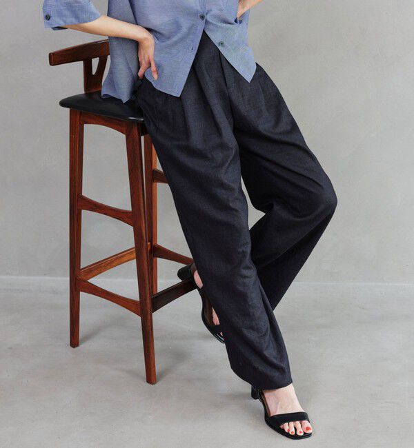 UNITED ARROWS green label relaxing「［size SHORT/TALLあり］ライト リネンライク タック ワイドパンツ UVカット 通気性」|スラックス|