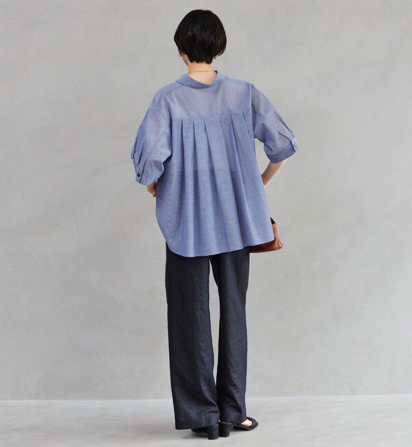 UNITED ARROWS green label relaxing「［size SHORT/TALLあり］ライト リネンライク タック ワイドパンツ UVカット 通気性」|スラックス|