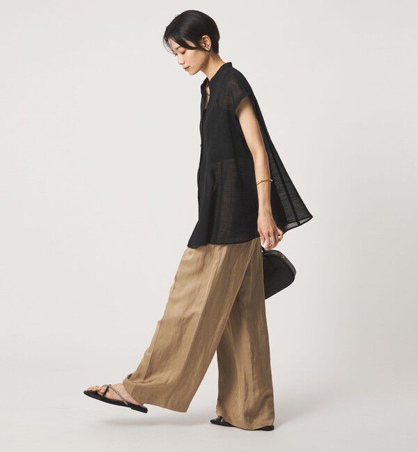 UNITED ARROWS green label relaxing「ラミーライク マチフレア ショートスリーブ ブラウス 通気性」|シャツ・ブラウス|