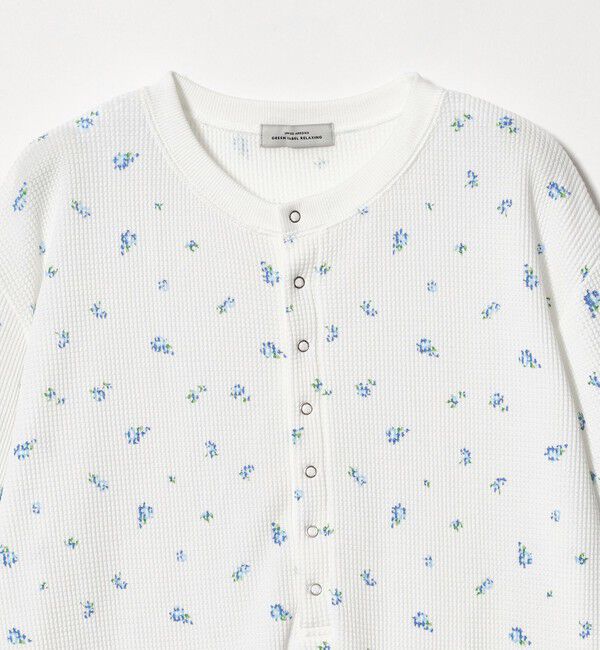 UNITED ARROWS green label relaxing「【WEB限定】＜at ease＞ワッフル ヘンリーネック  フラワープリント 5分袖 カットソー」|Tシャツ・カットソー|