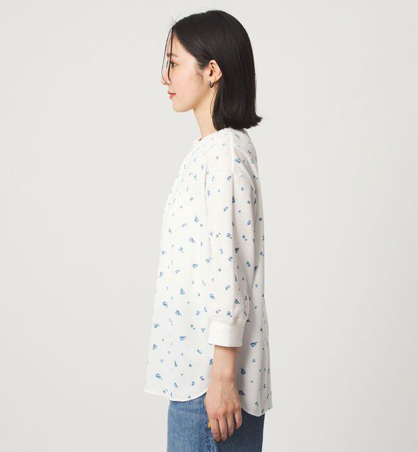 UNITED ARROWS green label relaxing「【WEB限定】＜at ease＞ワッフル ヘンリーネック  フラワープリント 5分袖 カットソー」|Tシャツ・カットソー|