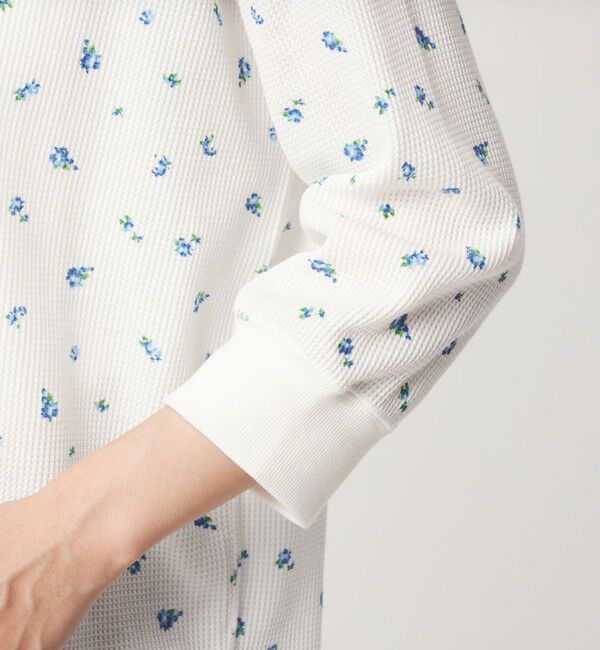 UNITED ARROWS green label relaxing「【WEB限定】＜at ease＞ワッフル ヘンリーネック  フラワープリント 5分袖 カットソー」|Tシャツ・カットソー|