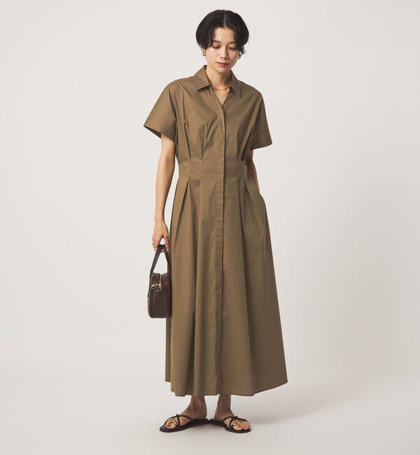 UNITED ARROWS green label relaxing「［size SHORTあり］シャツ襟 フィット＆フレア タック ショートスリーブ ワンピース」|ワンピース|MOCA