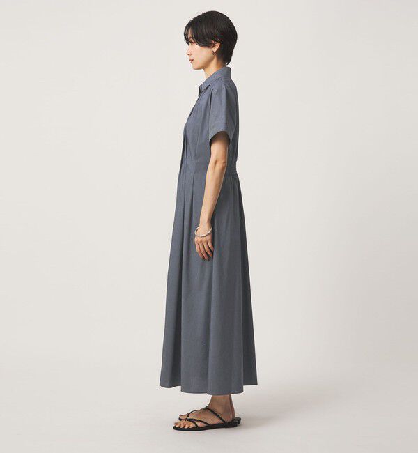 UNITED ARROWS green label relaxing「［size SHORTあり］シャツ襟 フィット＆フレア タック ショートスリーブ ワンピース」|ワンピース|