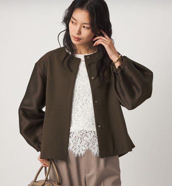 UNITED ARROWS green label relaxing「［size SHORTあり］fleurie(フルリー) フォルム ジャケット」|ノーカラージャケット|DK.BROWN