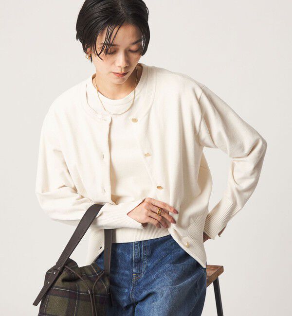 UNITED ARROWS green label relaxing「【結論シリーズ】ふれてモールニットカーデ」|カーディガン|OFF WHITE