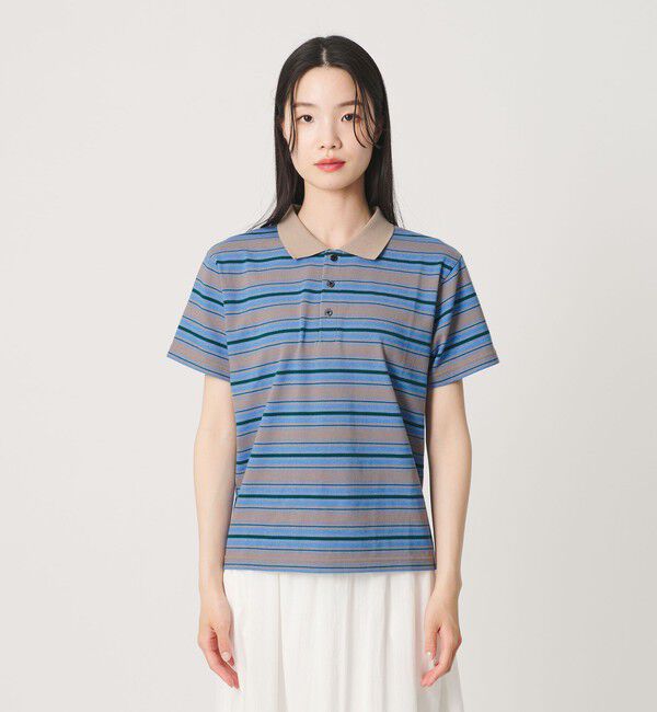BEAUTY&YOUTH UNITED ARROWS「【WEB限定】マルチボーダー ポロカラーTシャツ」|Tシャツ・カットソー|