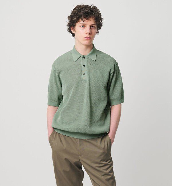 UNITED ARROWS「シャーリーカーン バーズアイ ニットポロシャツ」|ポロシャツ|LIME