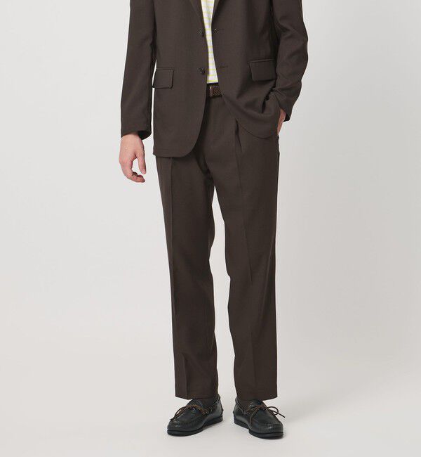 UNITED ARROWS「＜District＞ポリエステル トロピカル 1プリーツ テーパード パンツ」|スーツ|DK.BROWN