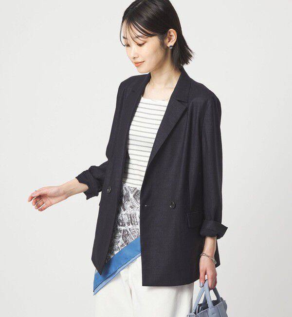 UNITED ARROWS green label relaxing「［size SHORTあり］ライト リネンライク ジャケット UVカット 通気性」|テーラードジャケット|NAVY
