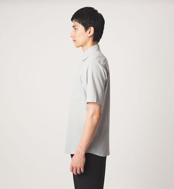 UNITED ARROWS green label relaxing「ポリエステル ラッカン ストライプ スタンダード スナップ ボタンダウン 半袖 シャツ -ストレッチ・イージ」|シャツ・ブラウス|