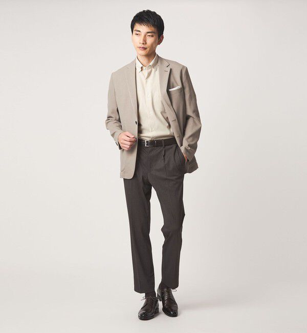 UNITED ARROWS green label relaxing「ポリエステル ラッカン ストライプ スタンダード スナップ ボタンダウン 半袖 シャツ -ストレッチ・イージ」|シャツ・ブラウス|