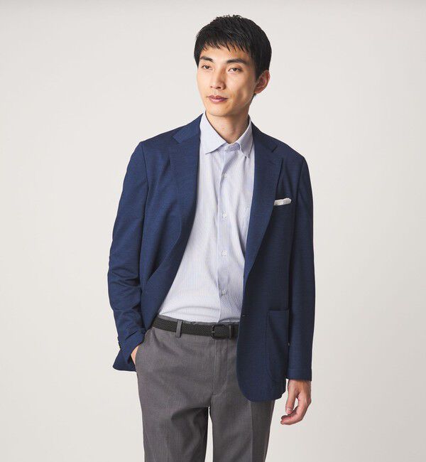 UNITED ARROWS green label relaxing「ポリエステル ラッカン ストライプ スタンダード スナップ ボタンダウン 半袖 シャツ -ストレッチ・イージ」|シャツ・ブラウス|