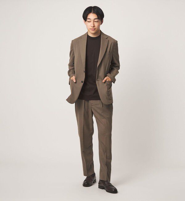 UNITED ARROWS green label relaxing「A+ air TWトロピカル 無地 リラックス イージー 1プリーツ セットアップ パンツ スラックス -ウォッシャブ」|スラックス|