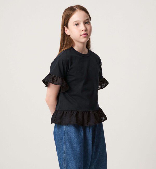 UNITED ARROWS green label relaxing「チェック フリル Tシャツ / キッズ 140cm-160cm」|Tシャツ・カットソー|
