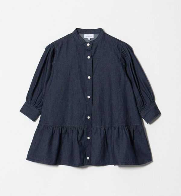 UNITED ARROWS green label relaxing「デニム スタンドカラー フリル ワンピース / キッズ 100cm-160cm」|ワンピース|NAVY