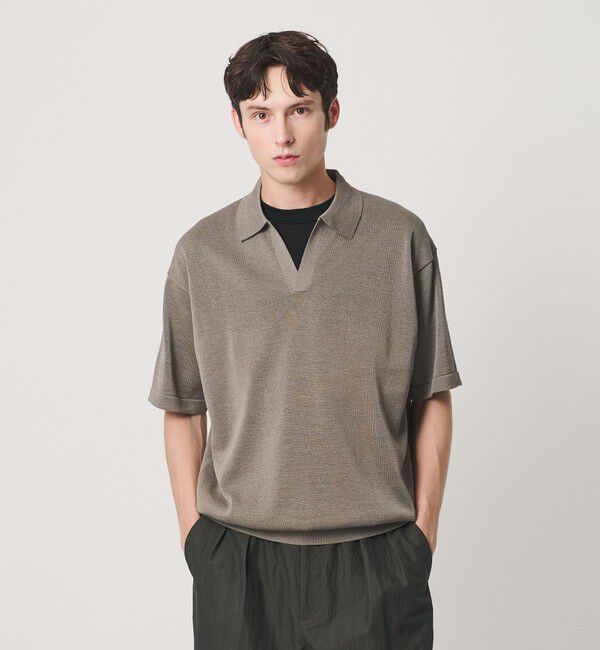 BEAUTY&YOUTH UNITED ARROWS「シャイン ギマ スキッパー ポロニット ウォッシャブル」|ニット・セーター|BEIGE
