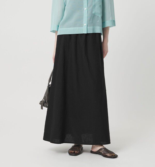 BEAUTY&YOUTH UNITED ARROWS「麻ブレンド ドット フレアロングスカート」|スカート|BLACK