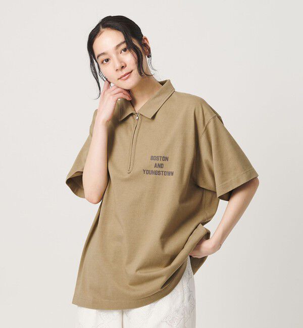 BEAUTY&YOUTH UNITED ARROWS「コットンポリエステル ジップ ビッグ ポロシャツ」|ポロシャツ|BEIGE
