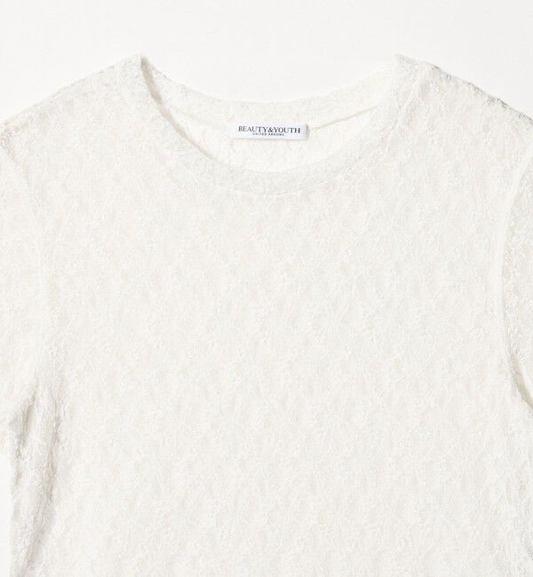 BEAUTY&YOUTH UNITED ARROWS「フラワーレース ショートスリーブ プルオーバー」|Tシャツ・カットソー|