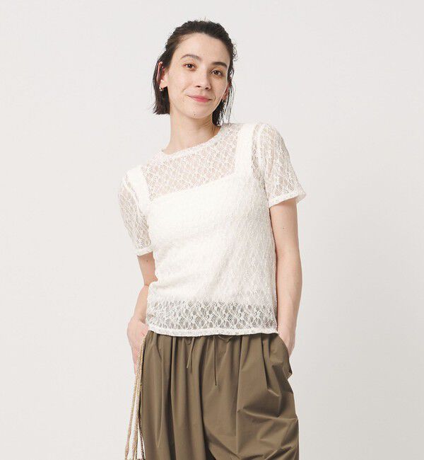 BEAUTY&YOUTH UNITED ARROWS「フラワーレース ショートスリーブ プルオーバー」|Tシャツ・カットソー|