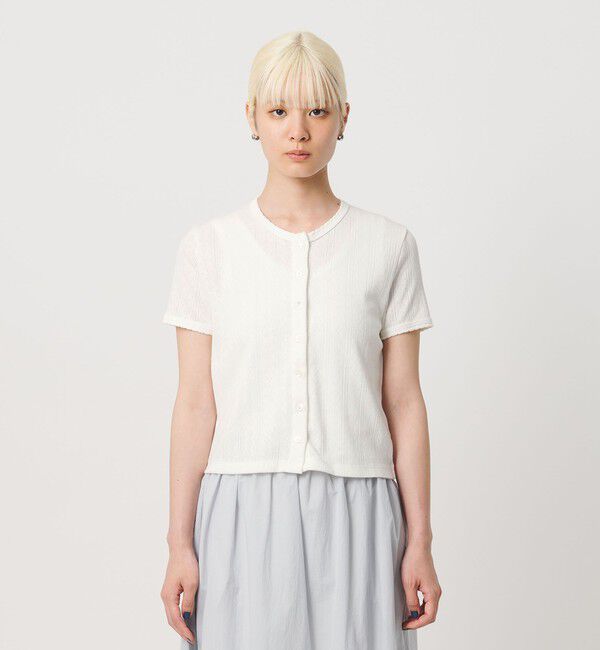 BEAUTY&YOUTH UNITED ARROWS「コットン パターンメッシュ ショートスリーブ カーディガン ウォッシャブル」|カーディガン|