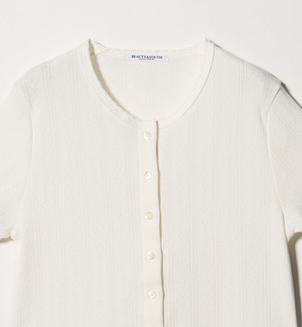 BEAUTY&YOUTH UNITED ARROWS「コットン パターンメッシュ ショートスリーブ カーディガン ウォッシャブル」|カーディガン|