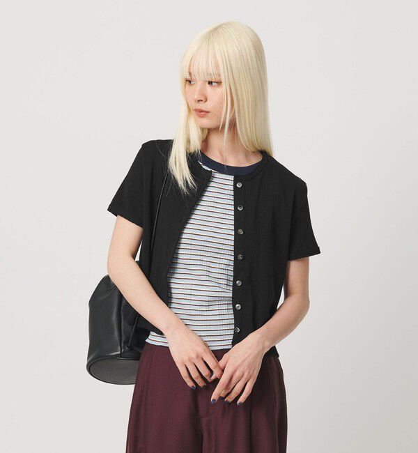 BEAUTY&YOUTH UNITED ARROWS「コットン パターンメッシュ ショートスリーブ カーディガン ウォッシャブル」|カーディガン|