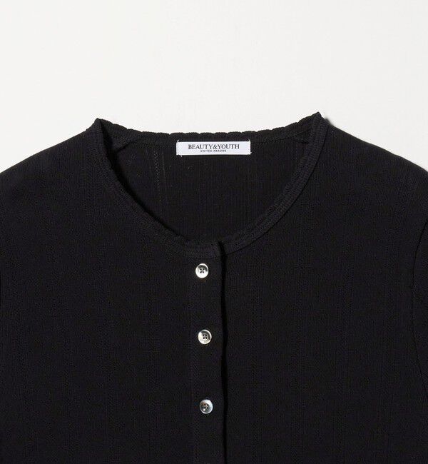 BEAUTY&YOUTH UNITED ARROWS「コットン パターンメッシュ ショートスリーブ カーディガン ウォッシャブル」|カーディガン|