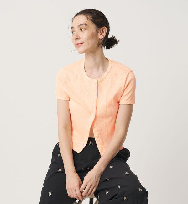 BEAUTY&YOUTH UNITED ARROWS「コットン パターンメッシュ ショートスリーブ カーディガン ウォッシャブル」|カーディガン|