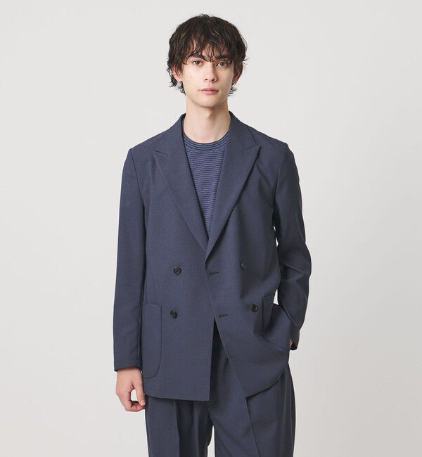 UNITED ARROWS「＜District＞ポリエステル トロピカル ダブル 4ボタン テーラードジャケット」|テーラードジャケット|NAVY