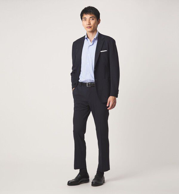 UNITED ARROWS green label relaxing「A+ COOL Pトリコット ナローストライプ スタンダード ボタンダウン 半袖 ドレスシャツ -ストレッチ・イージ」|シャツ・ブラウス|