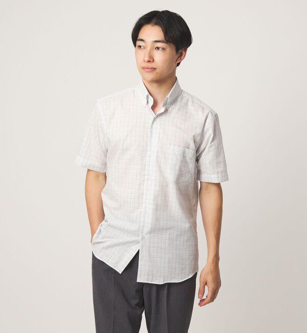 UNITED ARROWS green label relaxing「エブリット TC パナマ チェック スタンダード ボタンダウン ショートスリーブ シャツ -イージーアイロン・」|シャツ・ブラウス|