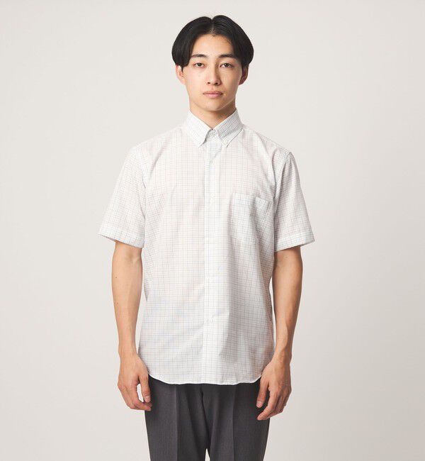 UNITED ARROWS green label relaxing「エブリット TC パナマ チェック スタンダード ボタンダウン ショートスリーブ シャツ -イージーアイロン・」|シャツ・ブラウス|