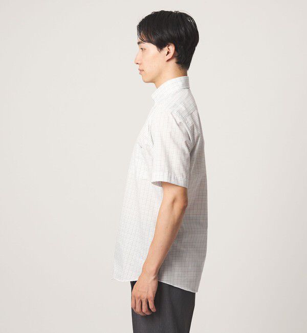 UNITED ARROWS green label relaxing「エブリット TC パナマ チェック スタンダード ボタンダウン ショートスリーブ シャツ -イージーアイロン・」|シャツ・ブラウス|