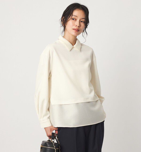 UNITED ARROWS green label relaxing「fleurie(フルリー) 襟 ドッキング ペプラム ブラウス」|シャツ・ブラウス|