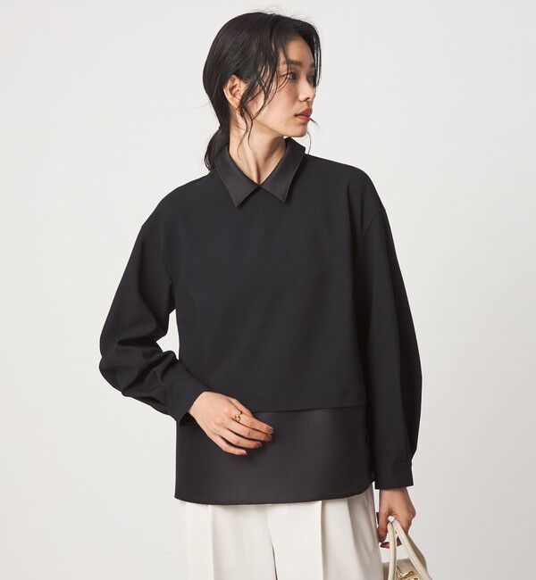 UNITED ARROWS green label relaxing「fleurie(フルリー) 襟 ドッキング ペプラム ブラウス」|シャツ・ブラウス|NAVY