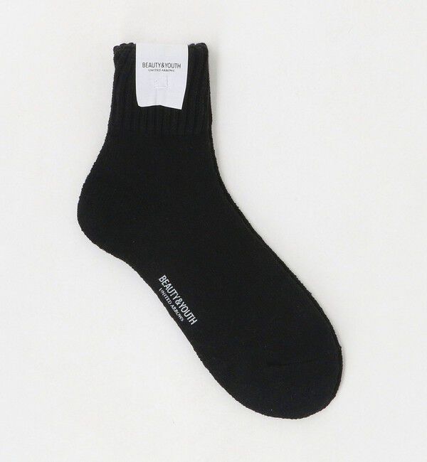 BEAUTY&YOUTH UNITED ARROWS「ダブル リブ パイル クウォーター ソックス」|ソックス|BLACK