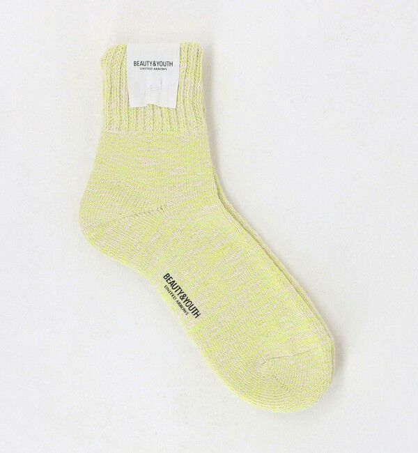 BEAUTY&YOUTH UNITED ARROWS「ダブル リブ パイル クウォーター ソックス」|ソックス|LIME