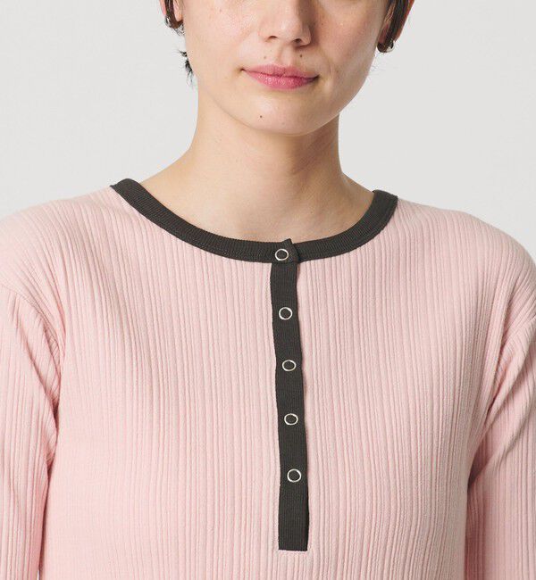 BEAUTY&YOUTH UNITED ARROWS「【WEB限定】ランダムリブ ヘンリーネック スナップ 5分袖Tシャツ」|Tシャツ・カットソー|
