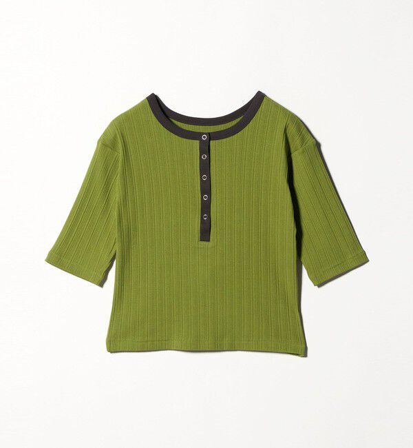 BEAUTY&YOUTH UNITED ARROWS「【WEB限定】ランダムリブ ヘンリーネック スナップ 5分袖Tシャツ」|Tシャツ・カットソー|