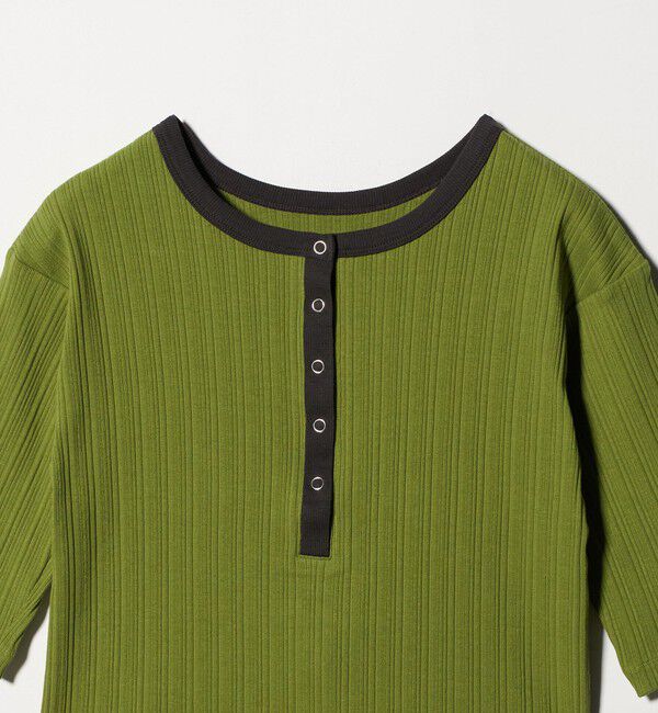 BEAUTY&YOUTH UNITED ARROWS「【WEB限定】ランダムリブ ヘンリーネック スナップ 5分袖Tシャツ」|Tシャツ・カットソー|