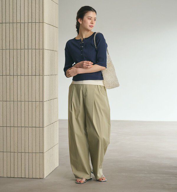 BEAUTY&YOUTH UNITED ARROWS「【WEB限定】ランダムリブ ヘンリーネック スナップ 5分袖Tシャツ」|Tシャツ・カットソー|