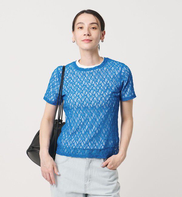 BEAUTY&YOUTH UNITED ARROWS「フラワーレース ショートスリーブ プルオーバー」|Tシャツ・カットソー|