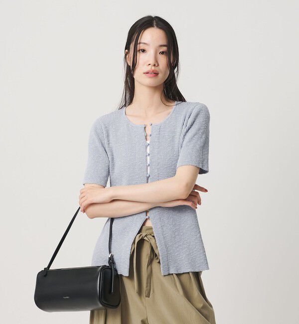 BEAUTY&YOUTH UNITED ARROWS「麻ブレンド スラブ フロントボタン ショートスリーブ カーディガン ウォッシャブル」|カーディガン|