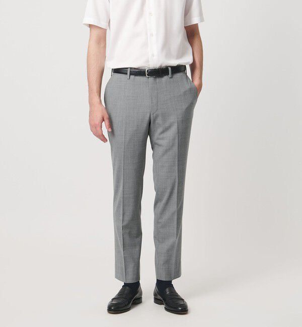 UNITED ARROWS「トロピカル サイドエクステンド ノープリーツ スラックス COMFORT EASY‐MODEL ウォッシャブル タテヨコス」|スラックス|MD.GRAY