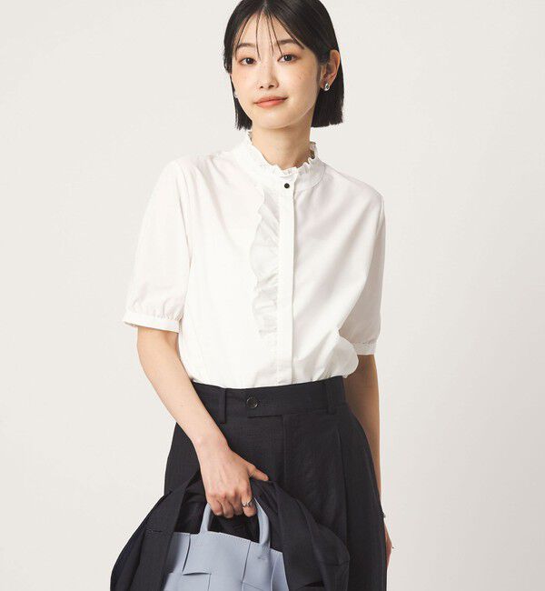UNITED ARROWS green label relaxing「フリル ディテール ショートスリーブ ブラウス」|シャツ・ブラウス|WHITE