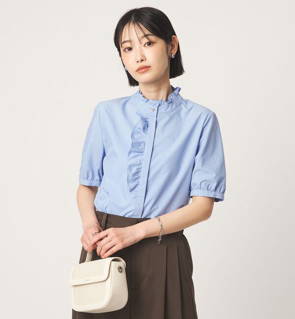 UNITED ARROWS green label relaxing「フリル ディテール ショートスリーブ ブラウス」|シャツ・ブラウス|LT.BLUE